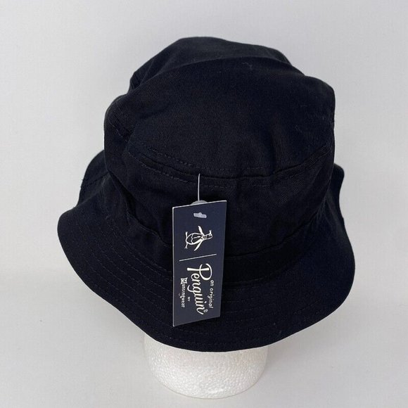 Original Penguin Bucket Hat OSFM Cotton Black Summer Pool Beach Style $45 - Picture 3 of 8